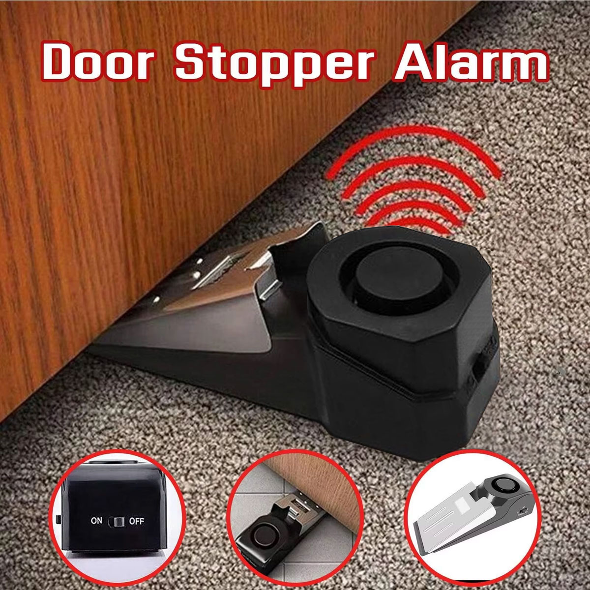 Wireless Door Sensor - Bezprzewodowy alarm do drzwi 120dB, klinowy